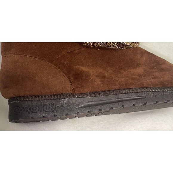 MUK LUKS WOMEN'S LAUREL FLAT SWEATER KNIT ANKLE BOOTS SZ 10 BROWN Snow Boot - Picture 13 of 13